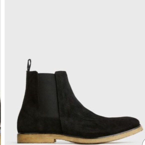 AllSaints Rhett Black Chelsea Suede Boots 45/12 - Picture 1 of 16